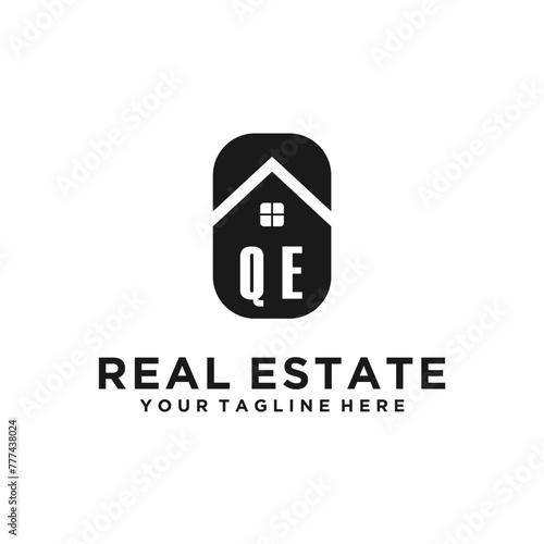 QE Initials Vektor Stok Real Estate Logo Design Modern Elegant