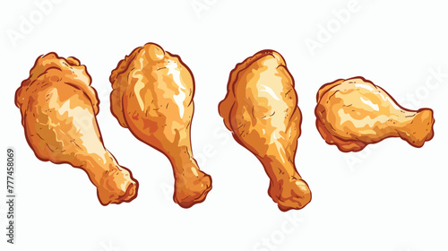 Set of tasty hand drawn fried chicken 2d flat carto