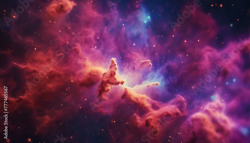  A stunning nebula cloud in space, with vibrant colors and intricate details. Generative AI