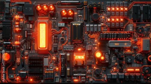 Abstract tech landscape, featuring the complex beauty of a circuit board illustration