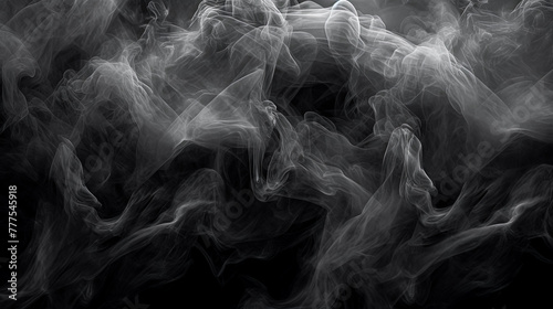 A black and white image of smoke with a long, curvy line.