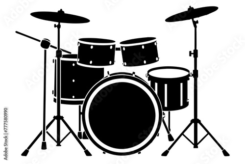  drum set silhouette vector art illustration