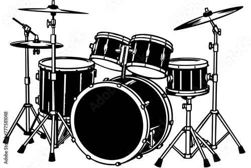  drum set silhouette vector art illustration