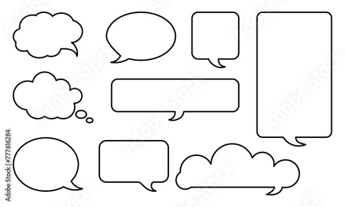 A simple handwritten style balloon set. Comic text speech bubble on transparent background. Vector illustration 