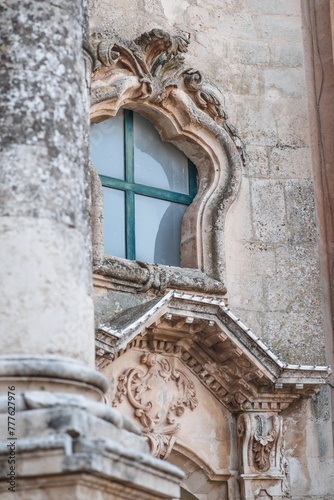 Church window with architectural elements