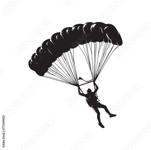 Skydiver silhouette parachuting vector illustration