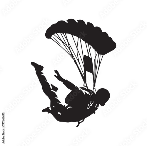 Skydiver silhouette parachuting vector illustration