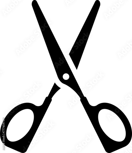 Black scissor icon flat style