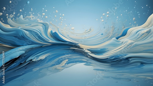 A visually captivating abstract representation with dynamic blue waves creating a feeling of fluid movement