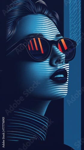 An artistic portrayal with cool blue tones featuring palm shadow details over a faceless figure