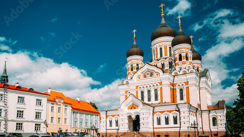 Tallinn, Estonia. Alexander Nevsky Cathedral. Famous Orthodox Cathedral. Popular Landmark And Destination Scenic. UNESCO World Heritage Site.