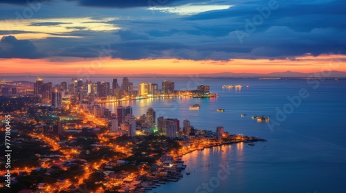 the far view of big city by the sea called pattaya