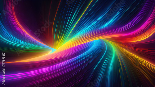 Neon Wave: Dynamic Black Background Illuminated(Generative AI)