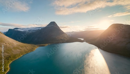 aerial view of gjende lake besseggen ridge jotunheimen national park norway