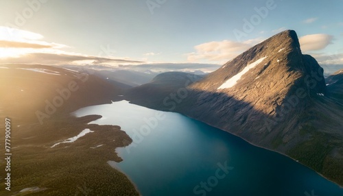 aerial view of gjende lake besseggen ridge jotunheimen national park norway