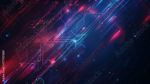 Blue red lines technology futuristic background
