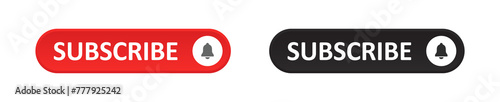 Subscribe button and bell icon, Red and black subscribe buttons for Youtube. Social media icons transparent png