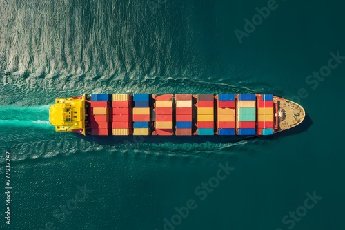 StockImage Aerial view cargo maritime ship in ocean, export concept