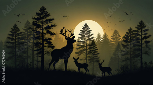 Tree and forest silhouettes - Vector illustration collection of trees and wilderness objects to create your own nature scene.generative.ai