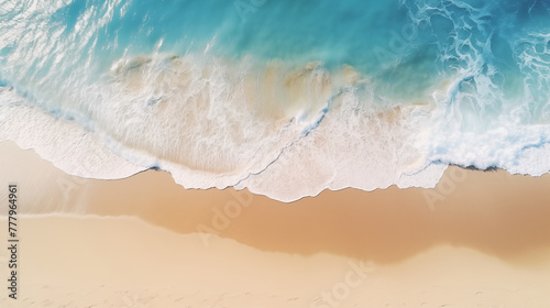 beautiful sandy beach and soft blue ocean wave, photo shot, top view --ar 16:9 --v 5.2 Job ID: 947009f7-9e57-4f41-89c2-70240dda1303