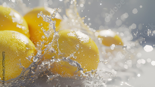 Fresh lemons in water splashes. High quality. Lemon splashing into clear water. 