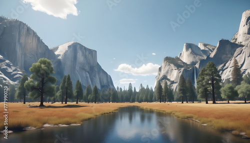 Yosemite National Park, California, United States of America. Generative AI