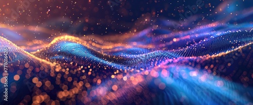 Wave of particles. Abstract background with a dynamic wave,Wave of musical sounds Abstract background, technology background
