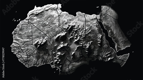 Central African Republic shape isolated on black. OSM
