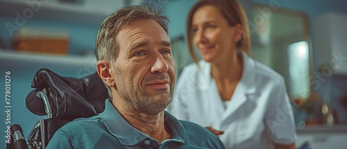 A physiotherapist providing assistance to a patient with amyotrophic lateral sclerosis.