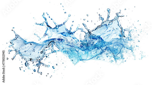 blue water splashing isolated on white or transparent png