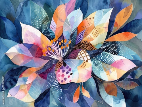Captivating Floral Fantasia A Vibrant Watercolor Inspired Digital Artwork Exploring the Dynamic Interplay of Color and Shape