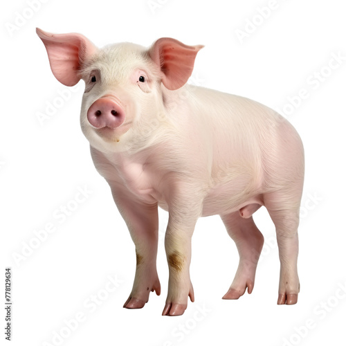 a pig standing on a white surface