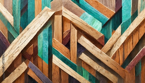 Timeworn Tapestry: Abstract Wood Texture Block Stack for Backdrop