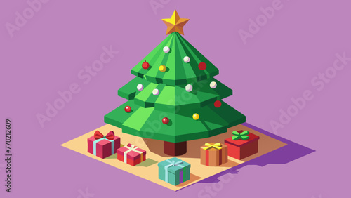 Christmas tree on a monotonous background. Vector image. 