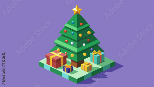 Christmas tree on a monotonous background. Vector image. 