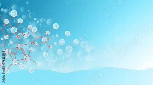Stylized Red and White Molecular Structure on Blue Gradient
