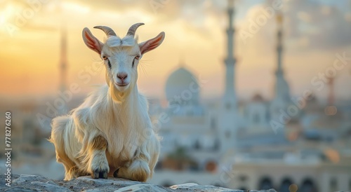 Goat Qurban Eid al adha mubarak festival islamic background Generated with Ai 