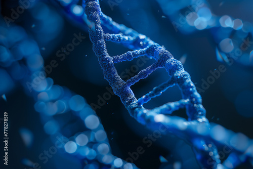dna genetics electron microscopy on blue background 