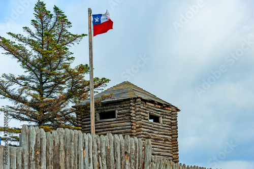 Fort Bulnes near Punta Arenas, the first Chilean settlement on the Strait of Magellan. Bulnes was built in 1843 to protect Southern Chile and the Strait of Magellan from claims by other countries. 