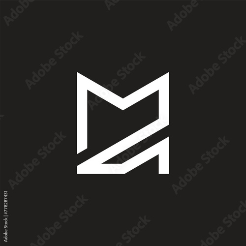 letter mz simple geometric linear logo vector