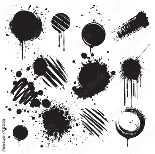 Texture Collection Set with Black Ink Splatters