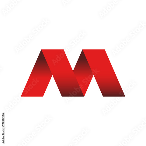 Simple letter M red logo design icon template