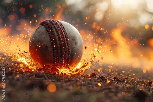 Cricket Ball Burning on Ground