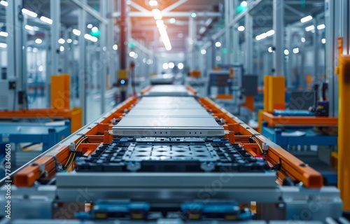 A cutting-edge battery manufacturing plant, with automation ensuring the precise assembly of high-performance batteries