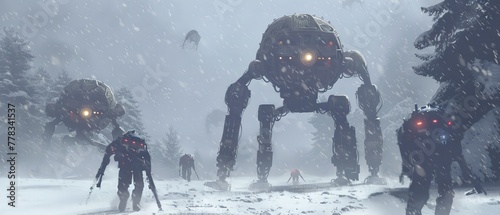 A fierce battle between human and alien forces during a snowstorm, WWII reimagined