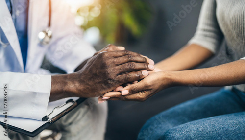 psychiatrist's comforting hands clasping patient's palm, offering solace and support