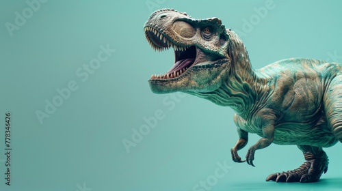 Dinosaur tyrannosaurus rex on green background