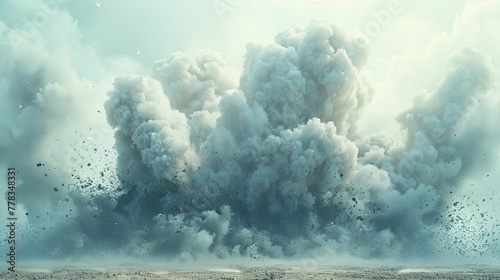 A cartoon war blast, dust smoke cloud, and motion speed sparks on an isolate background. A comic explosion. Bomb dynamite detonators. Smoke clouds, puffs, mist, fog effects template. Cartoon