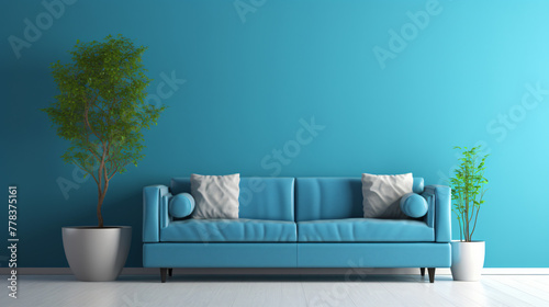 blue armchair against blue wall in living room intel