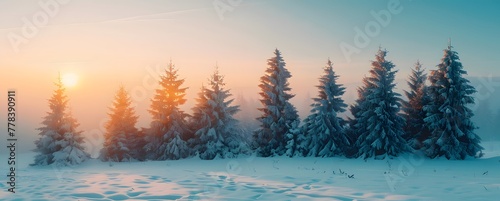 a group of trees covered in snow